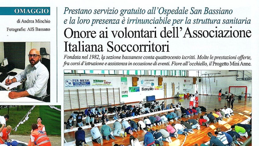 Articolo di giornale AIS Bassano • News • Associazione Italiana Soccorritori Bassano del Grappa